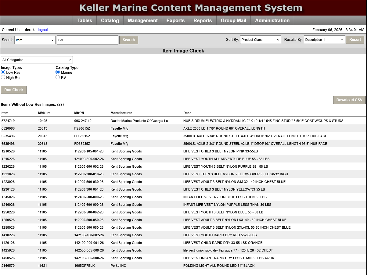 Image One Content Management Tool - Reporting